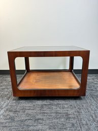 LANE MID CENTURY MODERN SMOKED GLASS COFFEE TABLE