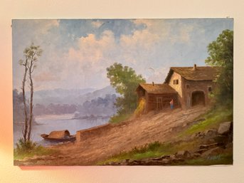 Vintage Scenery Oil On Canvas By F Schiller