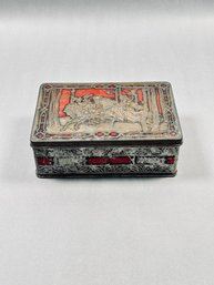 Vintage Riley's Toffee Tin - Embossed Medieval Hunting Scene