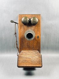 Antique Western Electric Oak Wood Crank Telephone