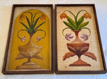 2 MCM Floral Prints On Wood