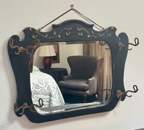 French Style Antique Wall Mounted Mirror With Hooks