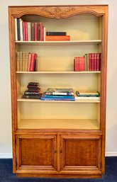 Large Wood Bookshelf Cupboard With 4 Shelves And 2 Doors