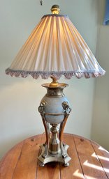 Very Heavy Brass Lamp With Lions Head