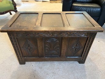Vintage Carved Wood Storage Chest Or Coffer