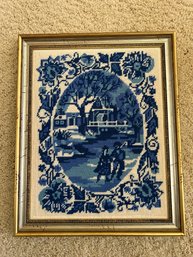 Winter Outdoor Skating Needlepoint Framed