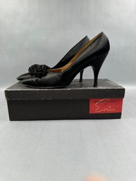 I. Magnin By Evins  Black Satin Dress Shoes - 8.5N