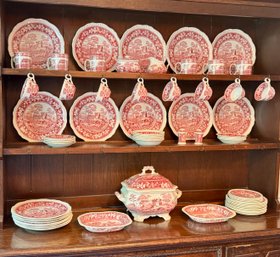 Large Lot Of Spode Tower / Pink Tower Ironstone