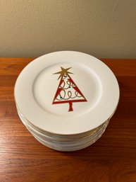 Pier 1 Christmas Tree Dessert Plates Set Of 16