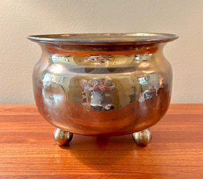 Vintage Brass Hammered Footed Planter