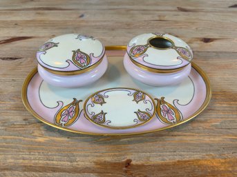 Hand Painted Dresser Set By B & C France-6 Piece Set