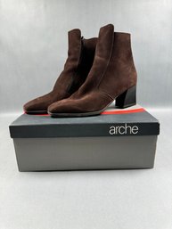 Arche Boots- Short Zip Cafe Color Suede Boots- Size 39