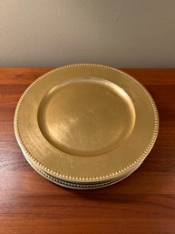 Set Of 8 Gold Tone Plastic Plate Chargers
