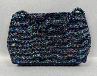 Bijoux Terner Blue Sparkly Beaded Evening Clutch