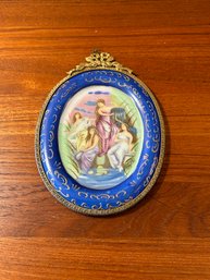 Antique Porcelain Painted French Sevres Plaque Signed Artist  Artist L Rene