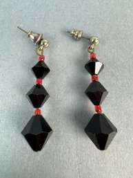 Red Dangle Pierced Earrings