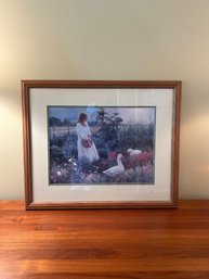 Framed Walking In Flowers Print