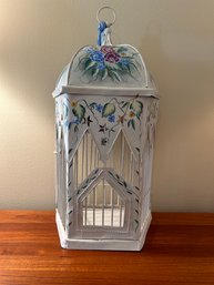 White Tole Painted Decorative Birdcage