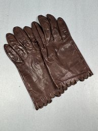 Ladies Brown Leather Lined Gloves