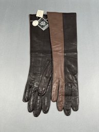 Anne Klein Leather Full Length Gloves - Size 7