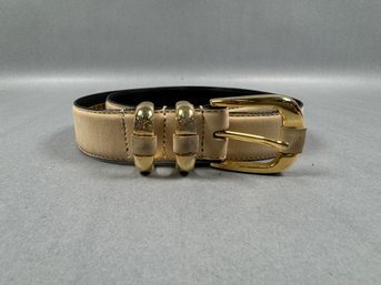 Taupe Leather Belt By New York Studio - Size M