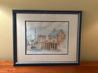 Pencil Drawing Dock Scene