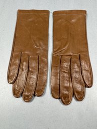 Ladies Brown Leather Gloves - Size 7.5
