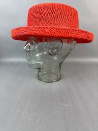 Stiff Straw Hat - Dark Salmon Color