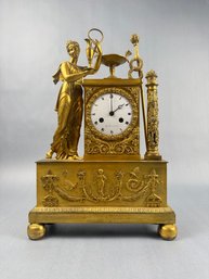 French Empire Gilt Mantle Clock