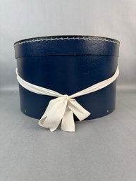 Navy Hat Box With Carry Strap #3