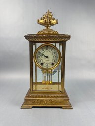 Seth Thomas Bronze Gilt & Glass Mantle Clock