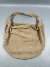 Tan Ultra Suede Purse With Gold Tone Tabs