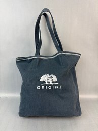 Origins Small Blue Canvas Tote Bag