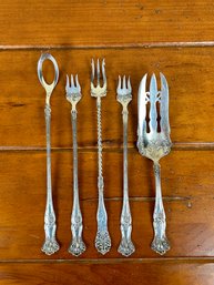 Vintage 5 Piece Lot Of Silverplate Specialty Serving Pieces -4 Pieces 1847 Rogers Vintage Grapes