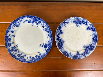 Lot Of 2 Mixed Pattern Vintage Flow Blue Transferware