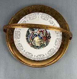 Crest Of Gold Decorative Plate With Gold Handle