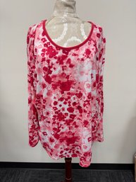Full Beauty Sport: Pink And White Floral Top - 18/20