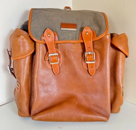 Ruck Sack Leather And Canvas By The Field -back Pack