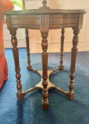 Vintage 6 Legged Wood Inlay Side Table