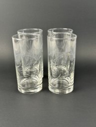 Four Etched Scalas Drinking Glasses