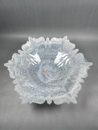 Large Italian Crystal Clear Murano Style Glassware Centerpiece Bowl - White/clear