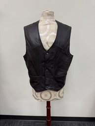 Leather Vest With Snaps On Front - XL