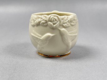 Lenox Hummingbird Votive Porcelain Embossed Hummingbirds & Roses Tea Light