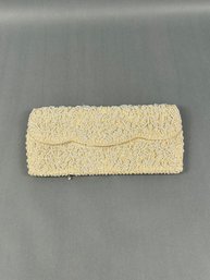 Vintage White Beaded Clutch