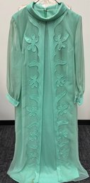 Custom Made Long Formal Mint Green Dress With Full Length Overlay On Top