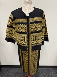 Van Pelt Custom Dress And Jacket - Black With Gold Thread
