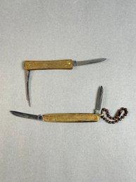 Two Vintage Gold Pocket Knives