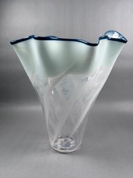 Blue & White Art Glass Vase