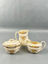 Spode Buttercup Cream Sugar And Small Pitcher