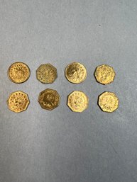 Circle & Octagonal California Fractional Gold Pieces For The Tourist Trade Set Of 8